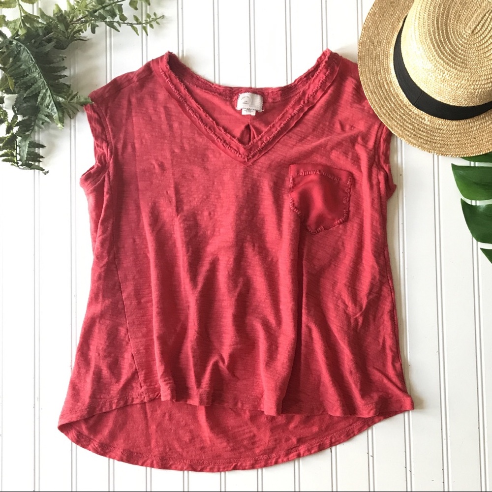Anthropologie top red orange